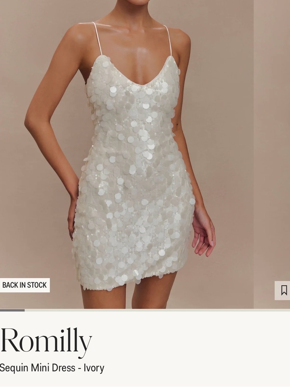 Meshki Romilly Ivory Sequin Mini Dress